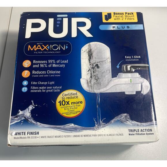 PUR PLUS Maxion Faucet Mount Filter White  Finish + 2 Filters 3333B - Picture 1 of 6